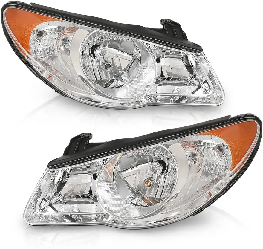 

Headlight Assembly Halogen Pair, Fit For Elantra 2007 2008 2009 2010 Headlamp Left and Right, HY2502138 HY2503138 Clear Lens Chr
