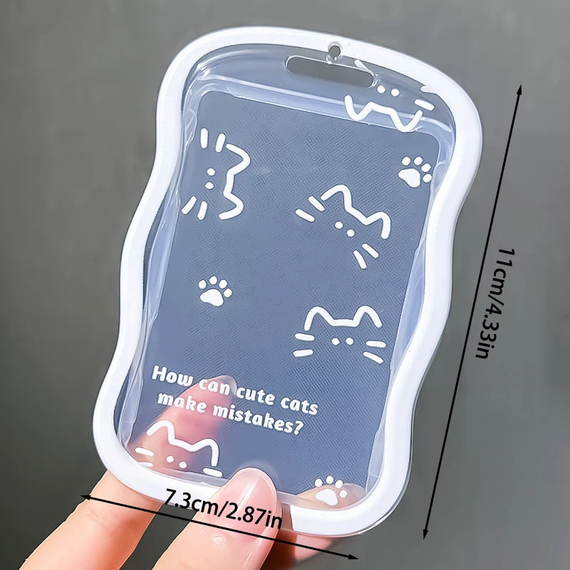 Cartoon Cat Transparent Photo Card Holder Design Idol Photo Sleeve Anti Lost Keychain Photocards Protector Case