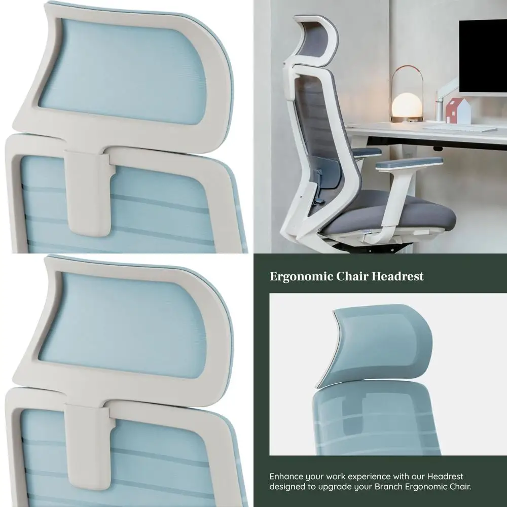 

Ergonomic Chair Accessory: Adjustable Headrest, Light Blue, for Custom Neck and Head Comfort
