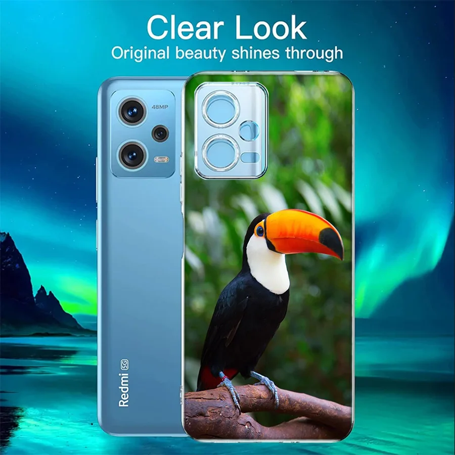 Tropical Toucan Cover Case For Xiaomi Redmi Note 12S 12 11 Pro Plus 11T 11S 10 5G 10S 9 9T 9S 8 8T 7 5A Pro TPU Phone Clear Luxu