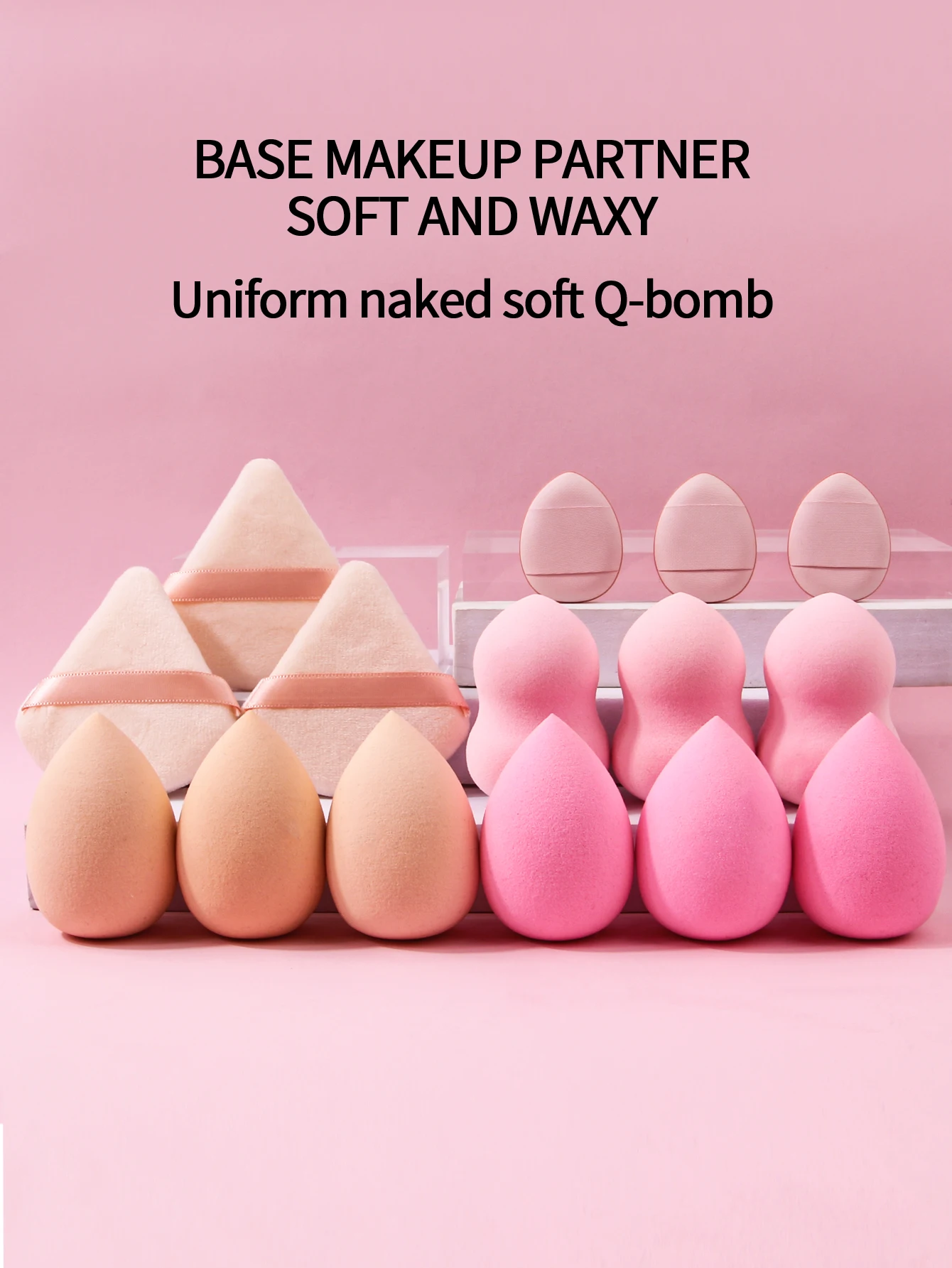 Ensemble d'éponges de maquillage multifonctions pour œufs de beauté, 15 pièces, 6 gouttes d'eau/oeufs de beauté, 3 bouffées de poudre triangulaires, Mini bouffées de poudre pour le pouce
