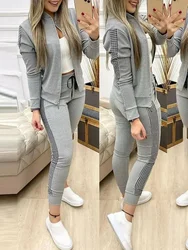 Conjunto de dos piezas para mujer, chándal con cremallera y pantalones, traje deportivo informal, otoño e invierno, 2023