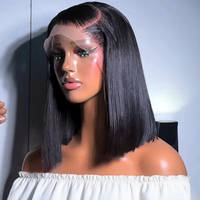 Bone Straight Short Bob Glueless Wig Human Hair Ready To Wear 13X4 Brazilian 7x5 Glueless Human Hair Wig Wear And Go Preplucked