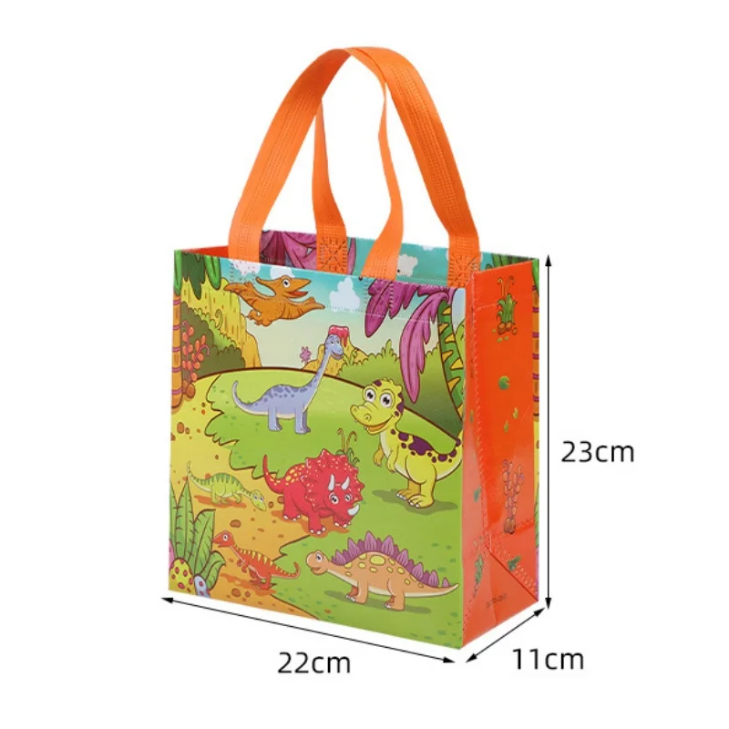 StoBag 12pcs Cartoon Dinosaur borse in tessuto Non tessuto Tote pacchetto regalo bambini compleanno impermeabile Storage sacchetto riutilizzabile