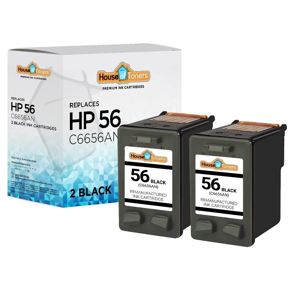 

2pk 56 Black Ink fits FAX 1240 Deskjet 450 5150 5550 5650 5850 9650 9670 9680