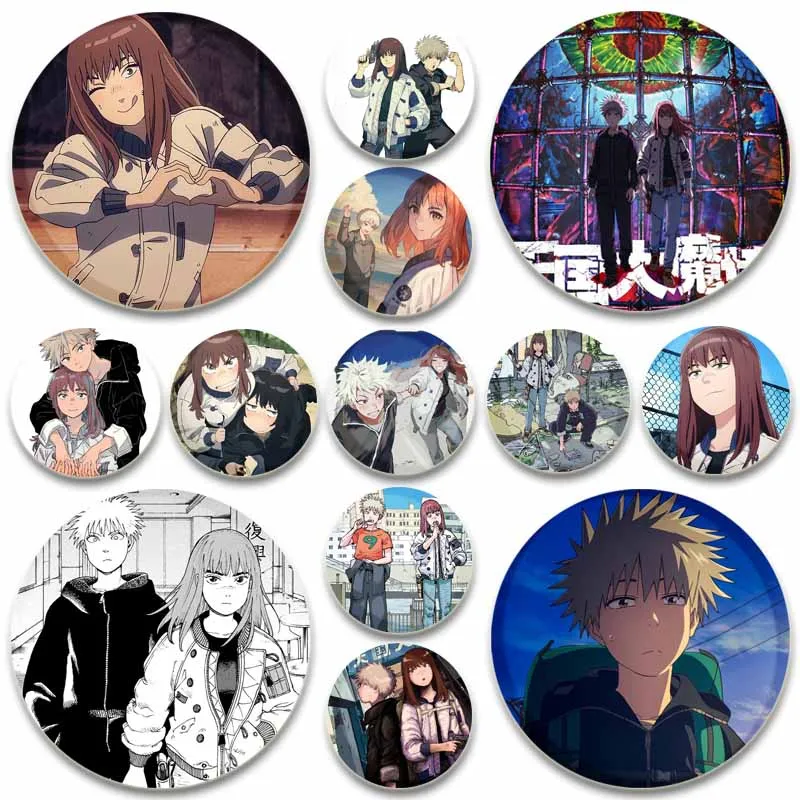 Heavenly Delusion-Alfileres redondos de hojalata, broches de dibujos animados a presión para mochila, accesorios de ropa, colección de Anime, decoración de insignias