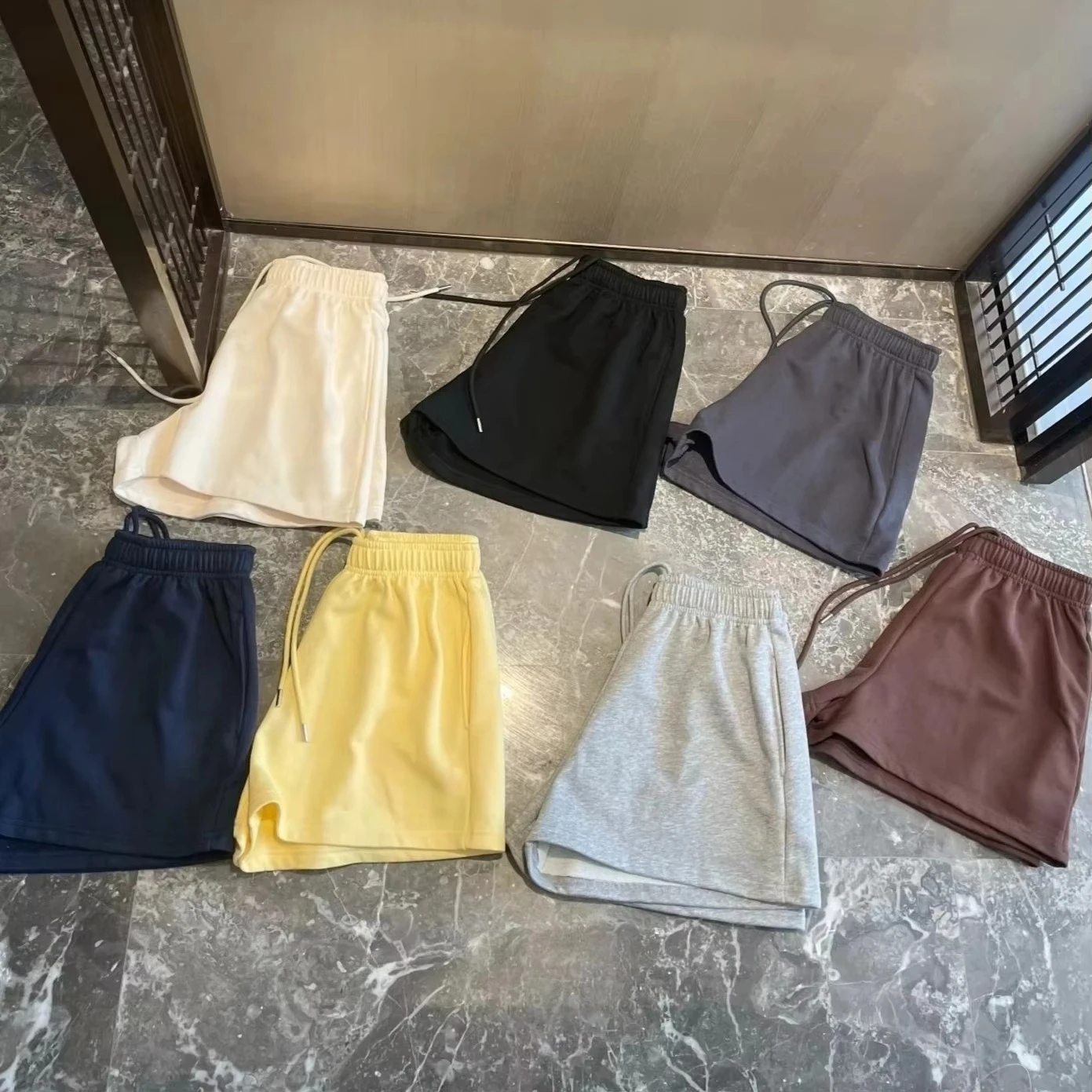 Cotton Casual Shorts for Women Black Loose Running Fitness Sport Shorts Solid Color Elastic Waist Drawstring Yoga Shorts Women