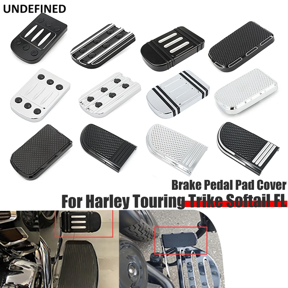 Motorcycle Black/Chrome Large Foot Pegs Footrest Brake Pedal Pad Cover For Harley Softail Touring CVO Electra Glide Dyna Fat Boy