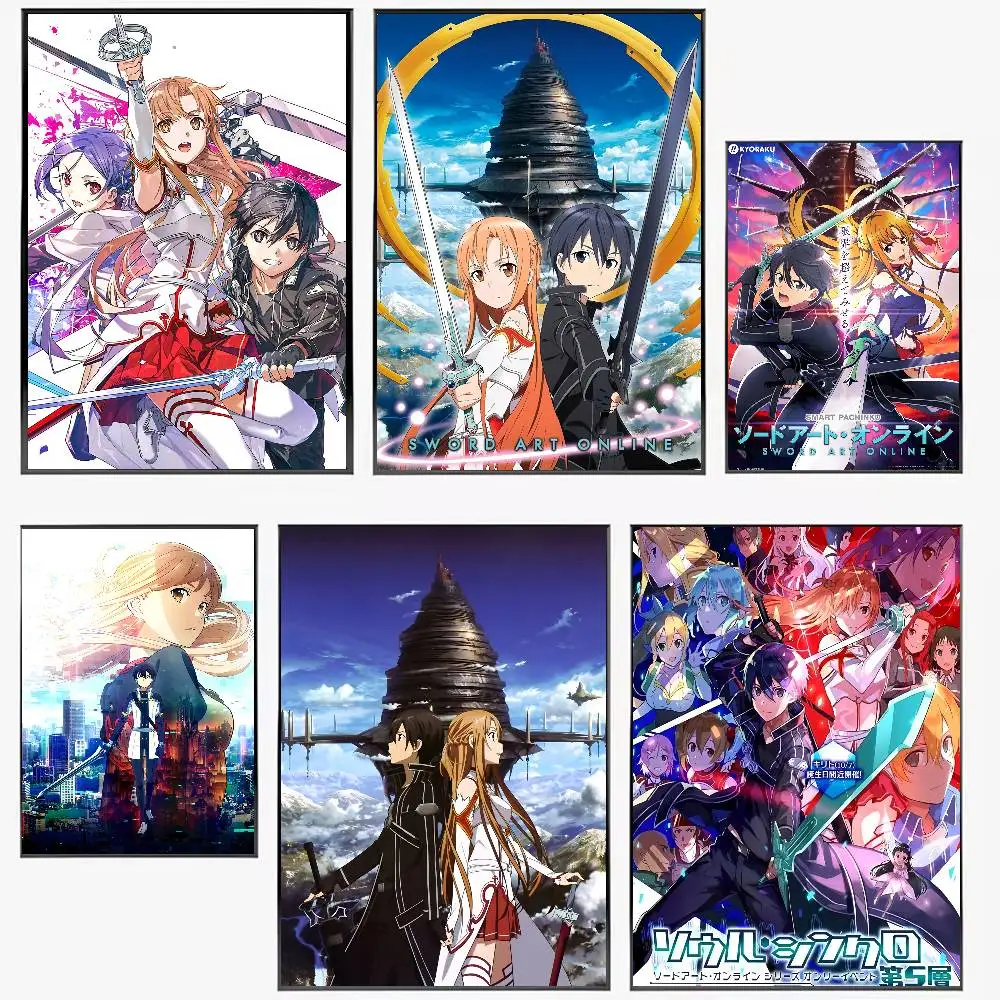

Anime S-Sword Art O-Online SAO Poster Waterproof HD Art Wall Decal Self-Adhesive Print. Aesthetic Home Room Decor for Living Roo