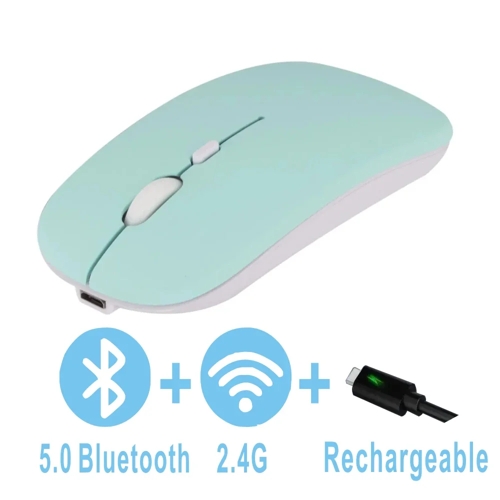 

Перезаряжаемая Bluetooth-мышь, беспроводная двухрежимная электроника, бесшумная компьютерная игровая эргономичная геймерская мышь 2,4 USB для ПК, ноутбуков