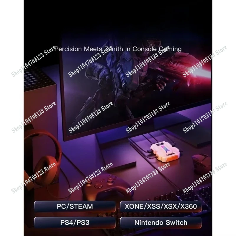 

Игровой адаптер для клавиатуры и мыши для PS4, PS3, ONE, X360, XSS, XSX, N-Switch, поддерживает наушники с разъемом 3,5 мм.