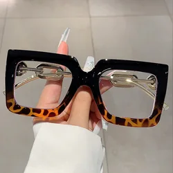 Vintage Anti Blue Light Optical Square Metal Chain Glasses Women For Men Luxury Brand Designer Myopia Prescription Eyewear Frame