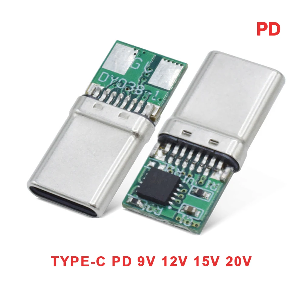 PD/QC Fast Charge Decoy Board 9V 12V 15V 20V PD Decoy module PD 2 3.0 DC Trigger Cable USB Type-C Male Plug QC4 Charge Connector