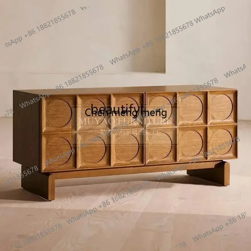 

LHY26 ss New style NN American retro solid wood dining side cabinet, Nordic wabi style, home entrance cabinet, living room wall