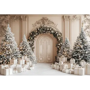 חג המולד שמח מסיבת קישוט רקע בית לבן חורף עץ חג המולד מתנת ילדים משפחה דיוקן צילום רקע צילום סטודיו 6 best sales רקע תמונה לחג המולד - №4