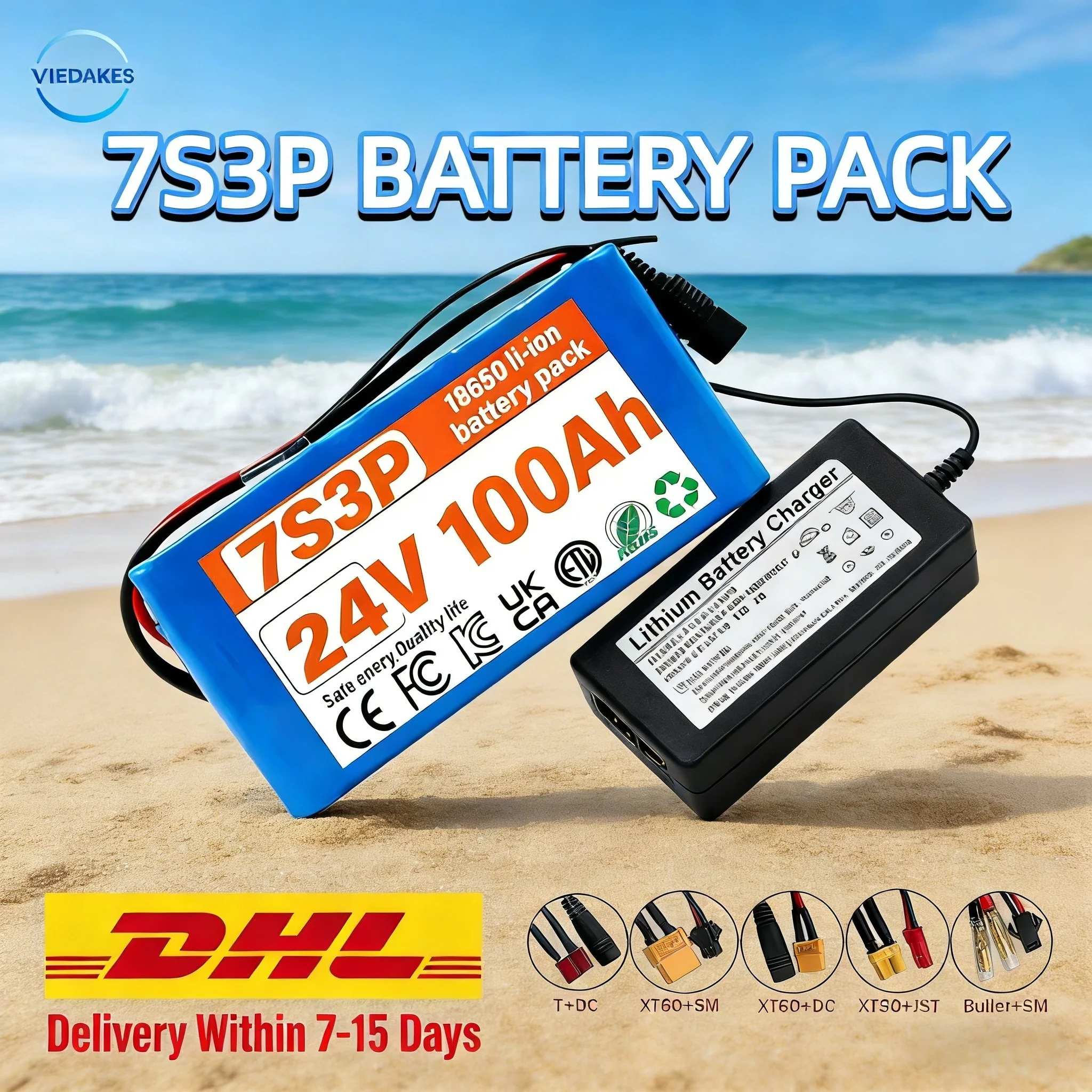 

7S3P 24V 100Ah 18650 Battery Pack Rechargeable for 29.4V Electric Motor Scooter Moped