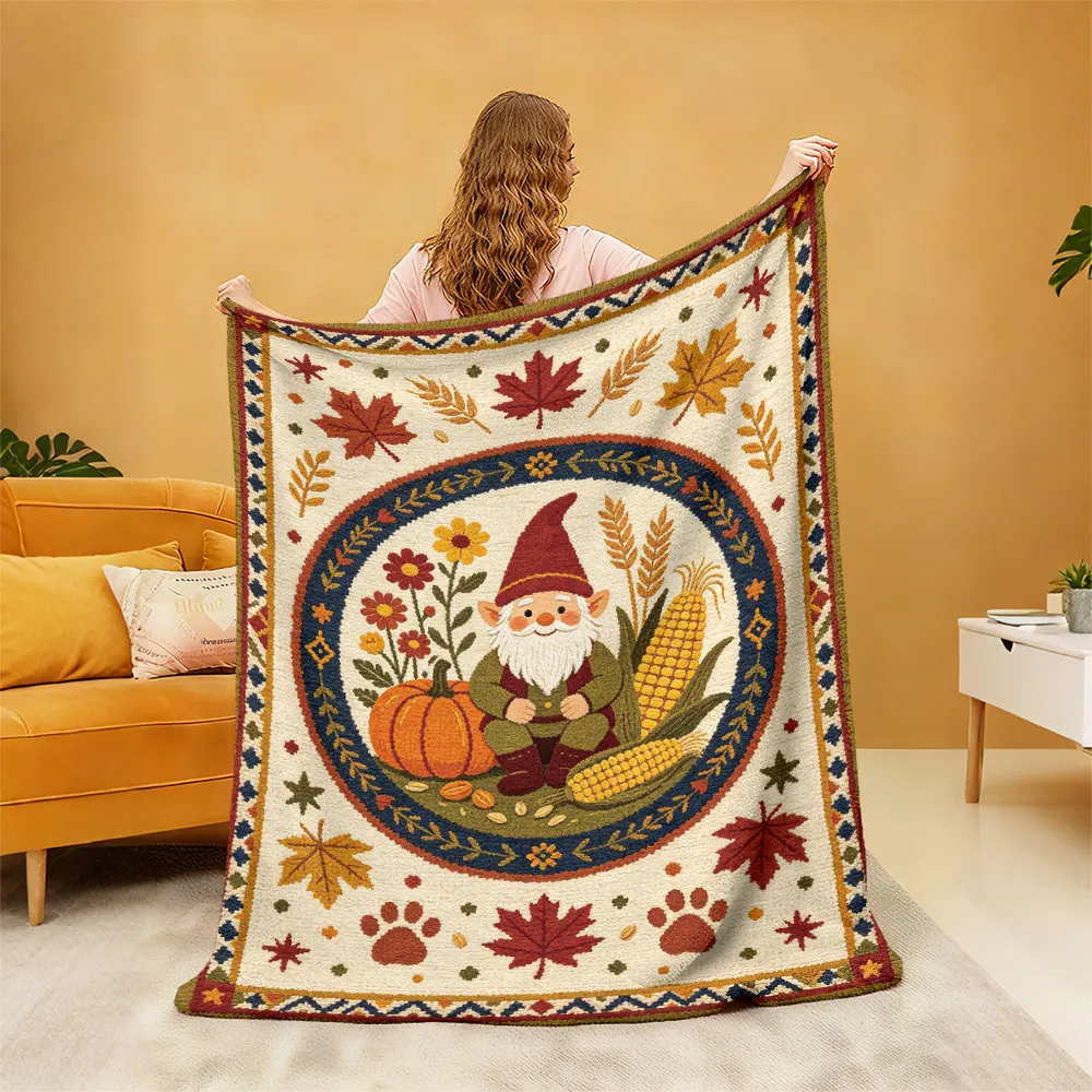 1pc Dwarf Pumpkin Maple Leaf Autumn Harvest Flannel Blanket Sofa Lunch Break Nap Blanket