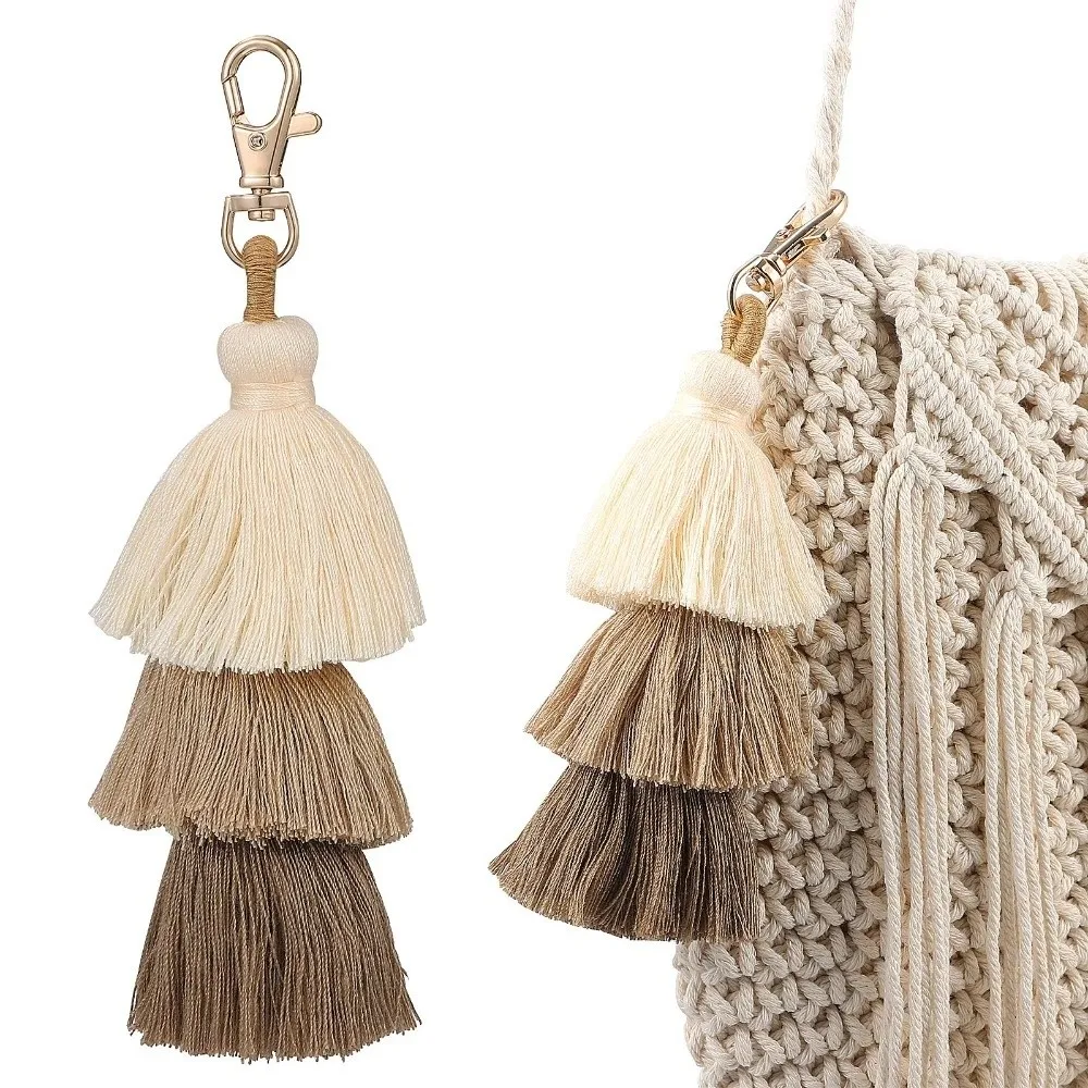 New Bohemian Tassel Keychain Triple Layer Handmade Purse Charm Luxurious Multicolor Car Key Ring Bag Accessories