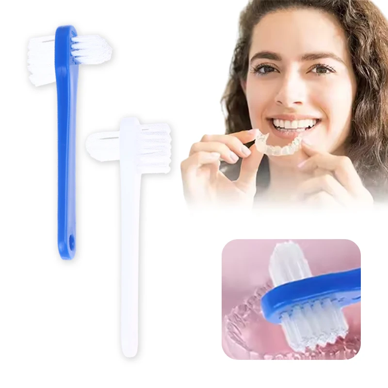 10Pcs Denture Toothbrush Cleaning Brush Double Sided Invisible Braces Retainer Descaling Brush For Men Women Oral Cleaning
