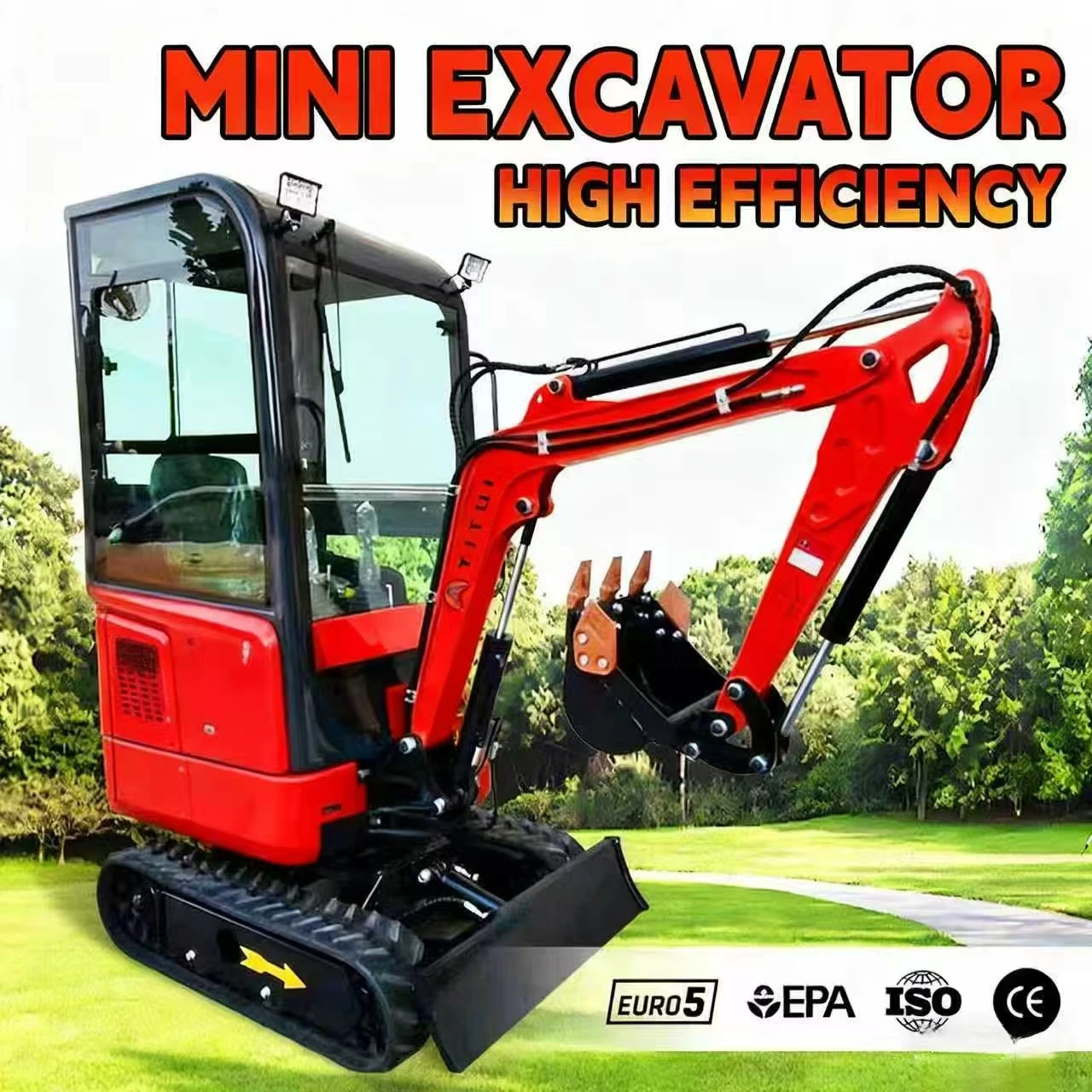 Europese standaard minigraafmachine Compacte kleine graafmachine Euro 5/EPA goedgekeurd hoog rendement voor tuin en constructie aangepast