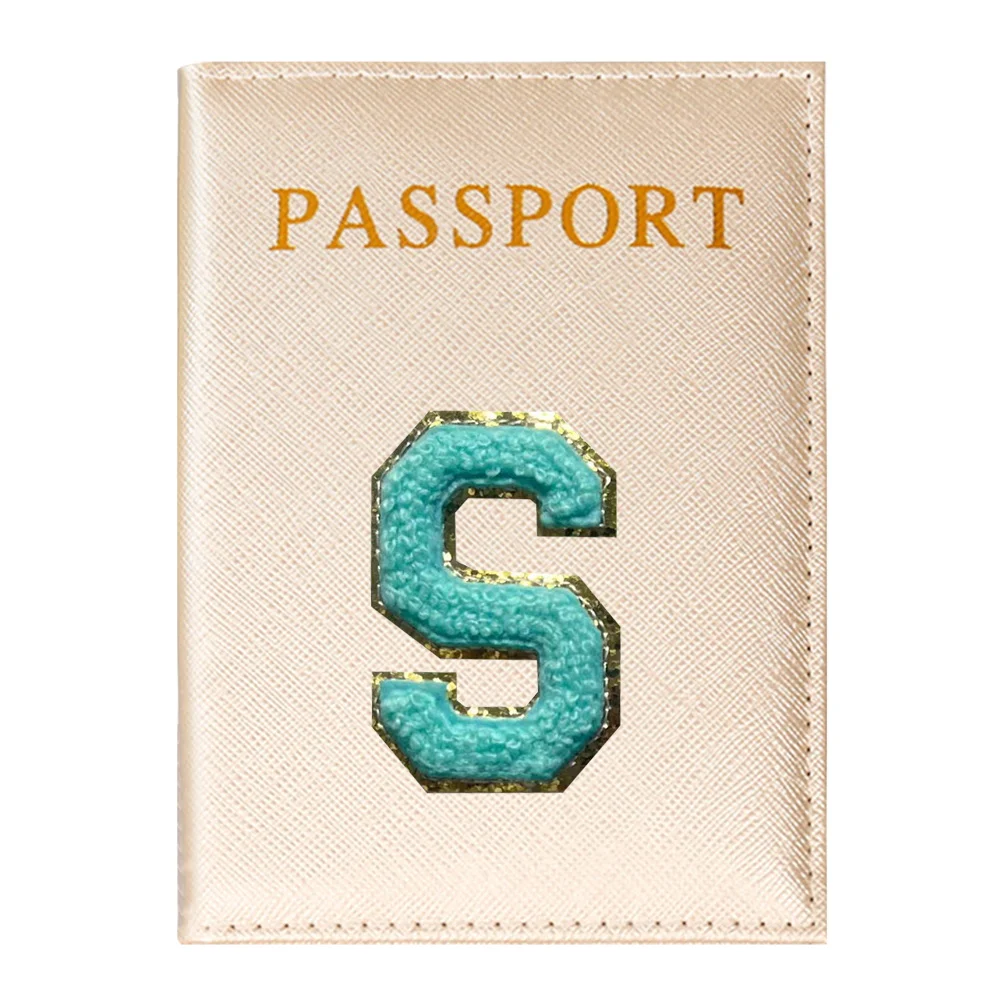 Passport Cover Women ID Bank Card Address Holder Bundle Green Letter Series Travel Accessories PU Leather Passport Case Wallet