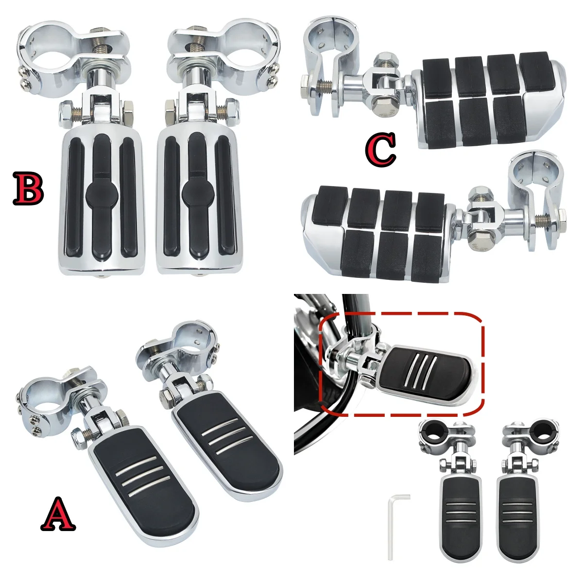 

Motorcycle 25mm-32mm Foot Pegs Foot Rest Highway Footpegs Fits For Harley Road King Street Glide Kawasaki Honda Suzuki Yamaha