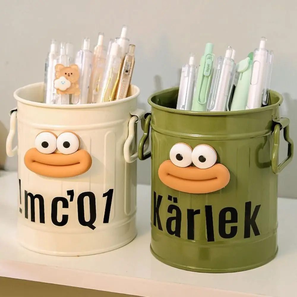 New Big Mouth Pencil Holder DIY Cartoon Pencil Case Large Capacity Round Desktop Storage Buckets Students Stationery