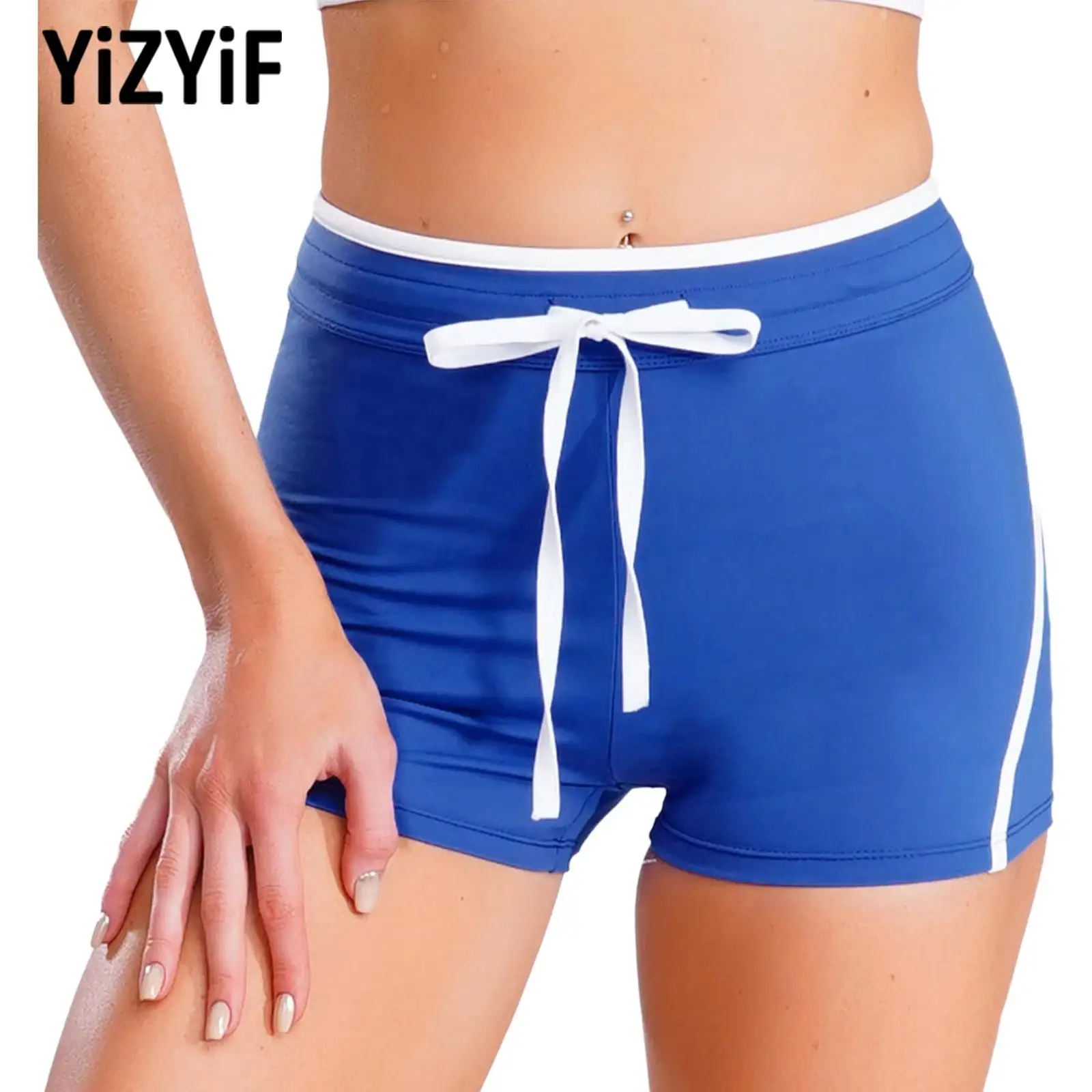 

Women Fashion Yoga Gym Fitness Shorts Contrast Color Trim Stretchy Sport Shorts for Running Gym Sports Cycling Casual Daily Wear