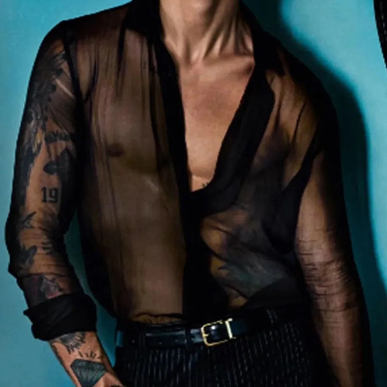 Men’s Sheer Mesh Shirt Long Sleeve See Through Button Down Slim Fit Sexy Clubwear Night Party Top 2026 New