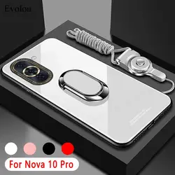 Magnetic Ring stand Holder phone Case For huawei Nova 10 Pro 5G Tempered Glass shockproof Cover Lanyard For Nova 10 9 8 7 SE 8i