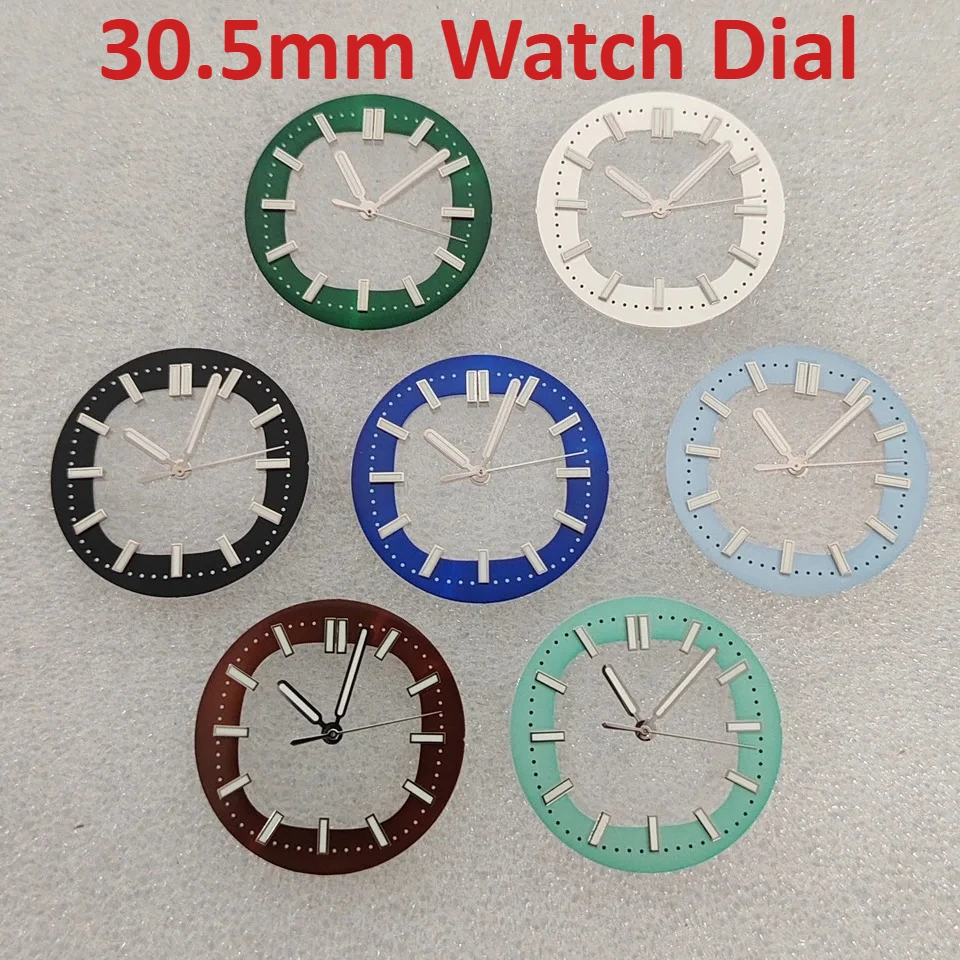 

30.5mm Hollow Transparent Cross Stripe Green Lume Hands Watch Dial for NH35 Automatic Movement Mod Parts