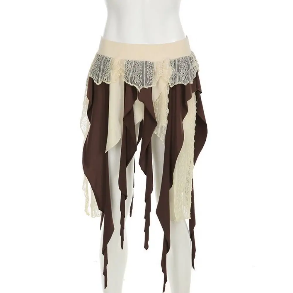 Süße Mesh Blumenmädchen Kurzer Minirock Mehrschichtige Rüschen Spitze A-Linie Rock Kuchenkleid Teenager Spleißen Unregelmäßiger Rock Sommer