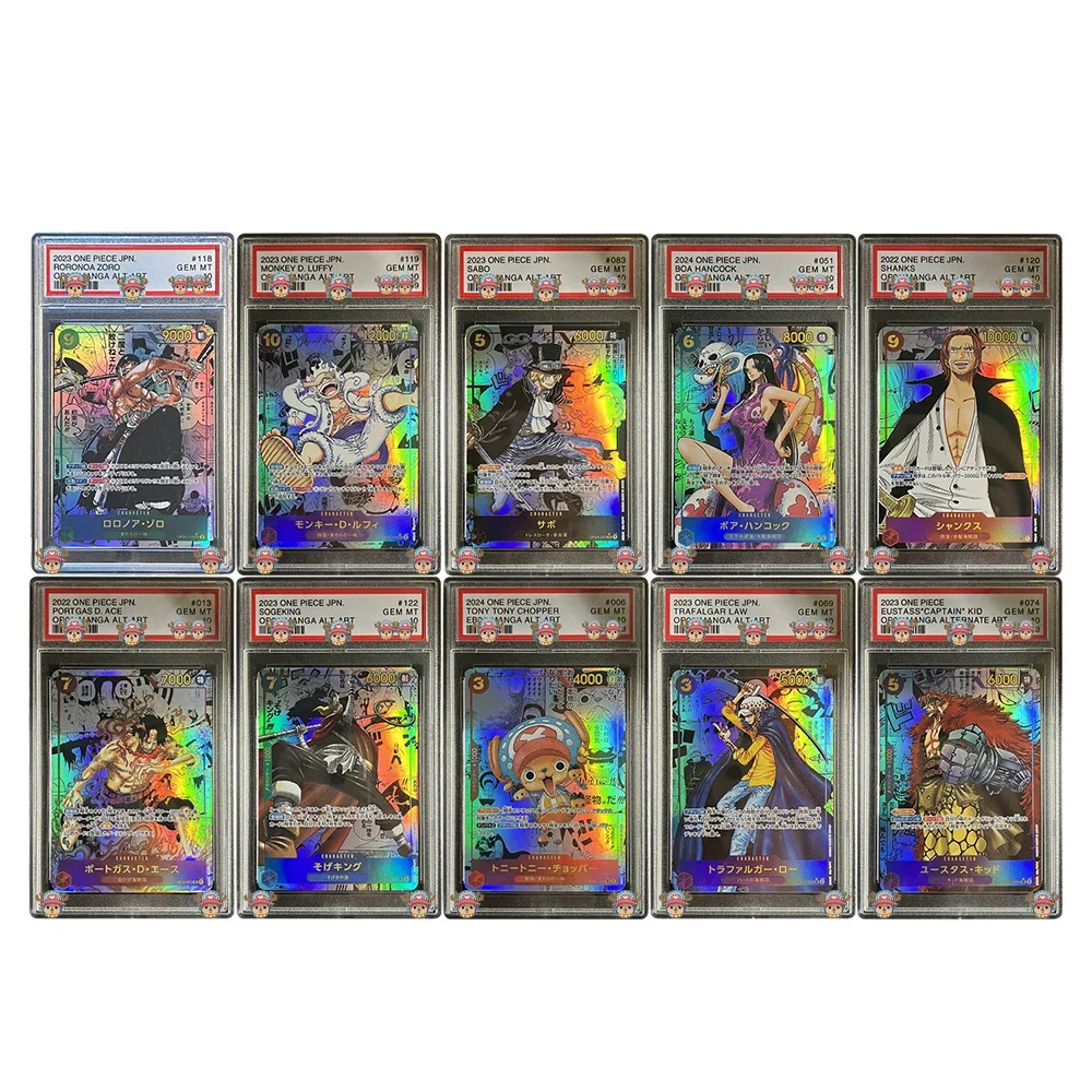 

OPCG Graded Card MONKEY D LUFFY SHANKS MANGA ALT ART GEM MT 10Points Collection Card Holographic Label Replica Child Gifts