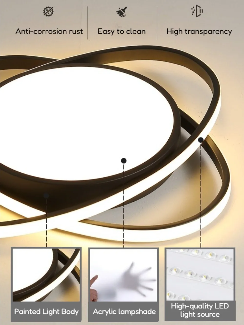 الحديثة LED غرفة المعيشة مصباح السقف البيضاوي φ53 سنتيمتر عكس الضوء مصباح السقف لغرفة النوم غرفة الطعام غرفة المعيشة استوديو الممر مكتب #4