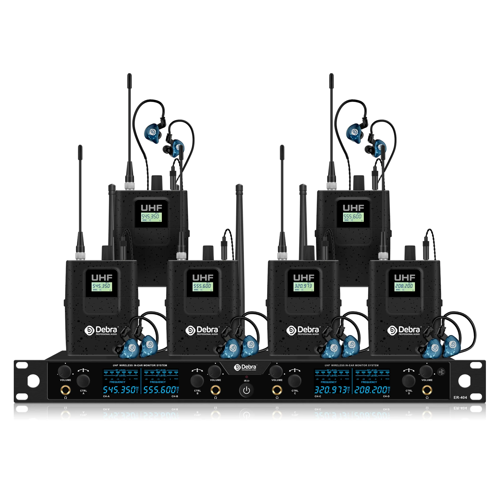 Debra ER-404 Professionelles In-Ear-Monitoring-System, Bluetooth 5.0, Infrarot-Kopplung, mit Mehrfach-Empfängern, für Theater – Detail 19