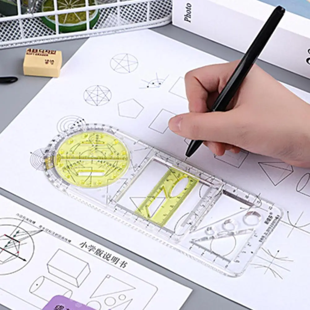 For School Multifunctional Primary School Activity Drawing Geometric Ruler Triangle Ruler Compass Protractor Set Measuring Tool