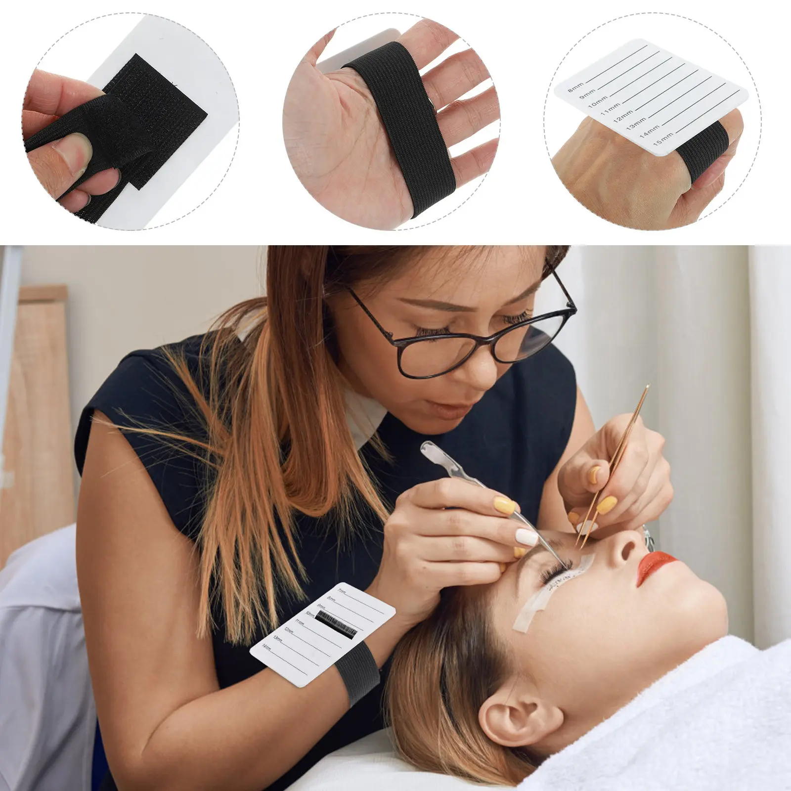 Eyelash Tray Acrylic Lash Extension Display Tool with Measurement Scale for False Eyelashes Application Salon Home Use Lash