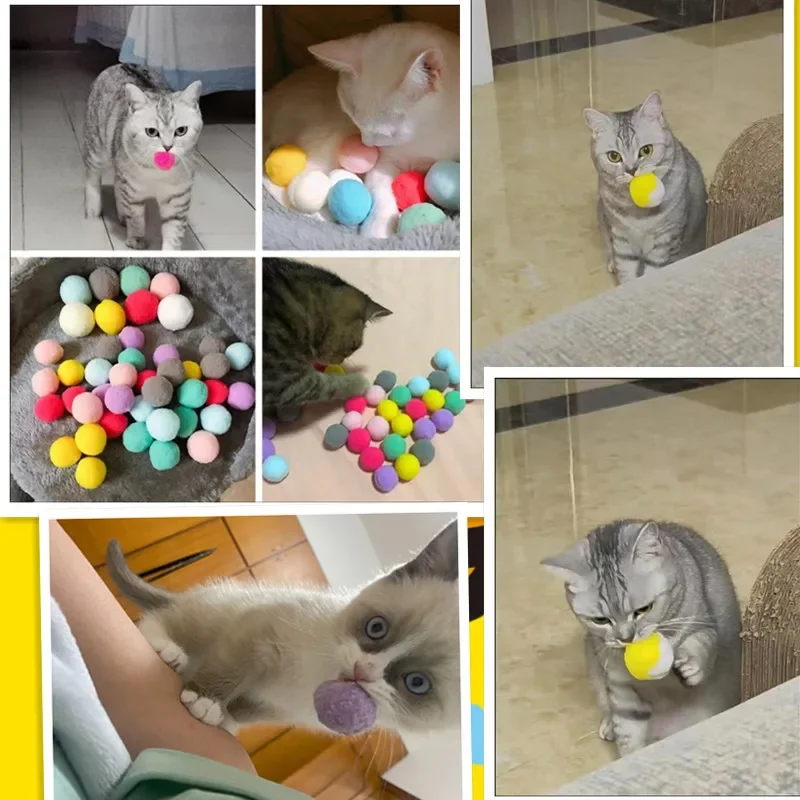 Silent Amuse Oneself Cat Toy Ball High-bounce Macaron Plush Dynaball Cats Rollball Games for Cats Stuffed Toys Pet Interactive