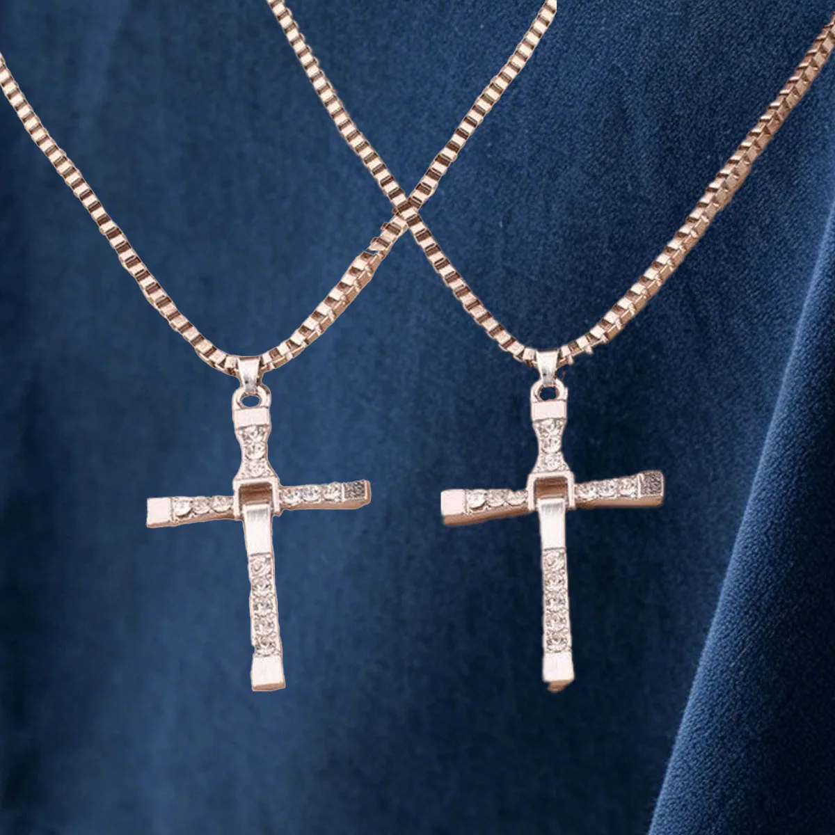 Dominic Toretto The Fast and The Furious Celebrity Vin Diesel Item Crystal Jesus Men Cross Pendant Necklace Simple Design Gift