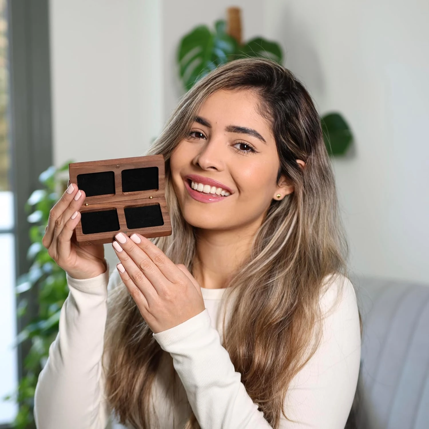 Small Rustic His and Hers Ring Box for Couple - Prazoli Wooden Ring Bearer Box Wedding Accessories, Double Ring Boxes for Two Ri