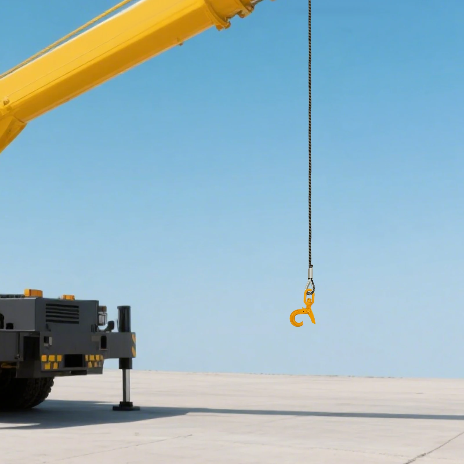 Gelber Kohlenstoffstahl 9/16 Zoll * 150 Fuß Drahtseilhaken Selbstsichernder Sicherheitshaken 4409 Pfund Tragfähiges Winden-Zugseil