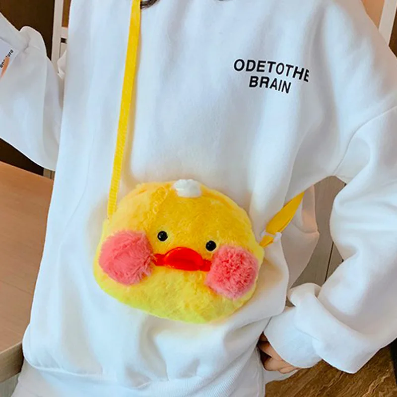 Fashion Cartoon Animal Bag White Backpack Stuffed Plush Toy Cute Pink Yellow Chicken Duck Schoolbag Toy Gift for Children Girl