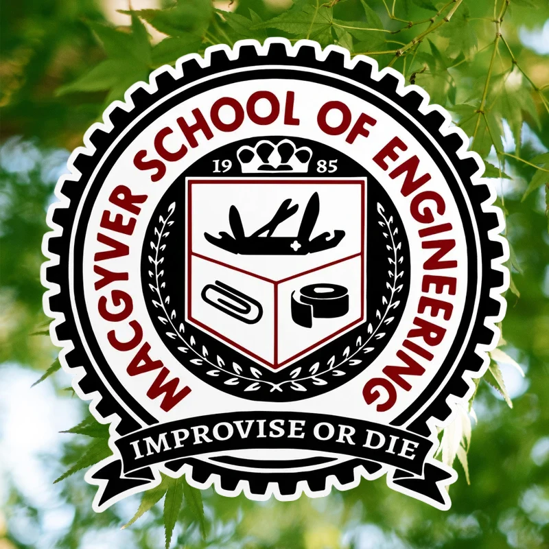 

Водонепроницаемые виниловые наклейки Macgyver School of Engineering для мотоциклов, топливных баков, шлемов, скейтбордов, с защитой от солнца