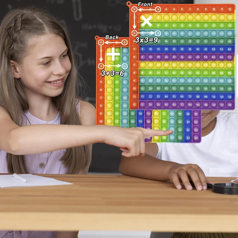 Gráfico de ajedrez de juegos de multiplicación, juguetes Pop Fidget, 12x12 y 12 + 12 veces, actividad de práctica de matemáticas de mesa, juguetes educativos Montessori