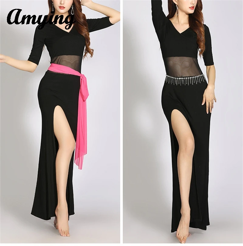 Ladies Large Long Dress S-3XL New Belly Dance Stage Performance Dress Sexy Women Practice Training Clothing Jazz Dance Dress