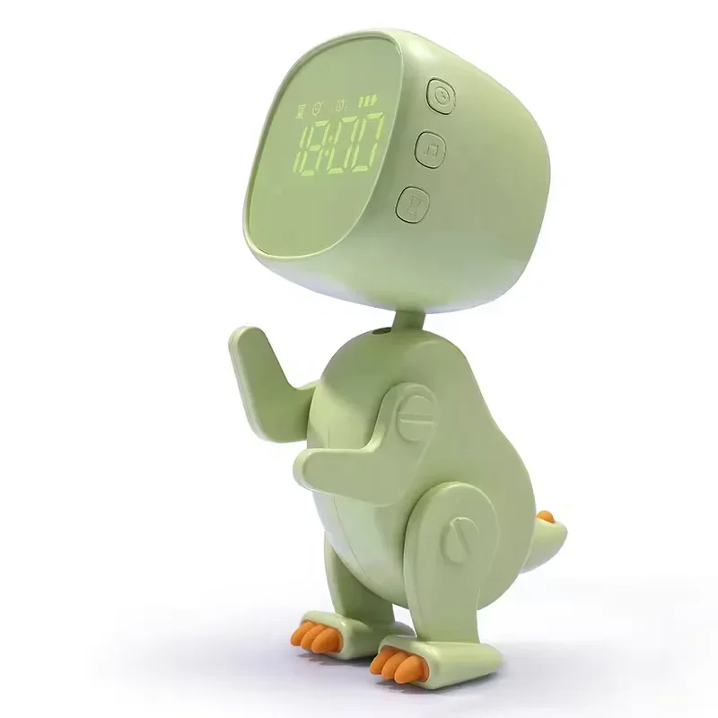 2024 new arrival Home Gadgets Rechargeable Adorable Cartoon dinosaur alarm clock with sleep trainer night light for kids