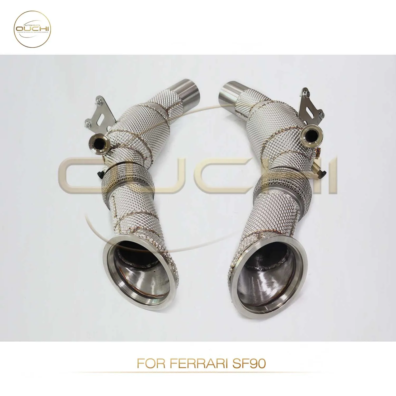 Performance Downpipe for Ferrari SF90 2019+ OUCHI Exhaust System High Flow With Heat Shield Racing Pipe