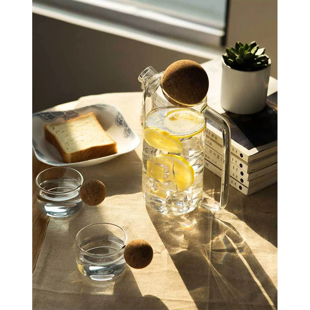 

Thickened Glass Teapot Clear Kettle Hot Teapots Beverage Pitcher Cork Sealed Smooth Kitchenware Bar Tools