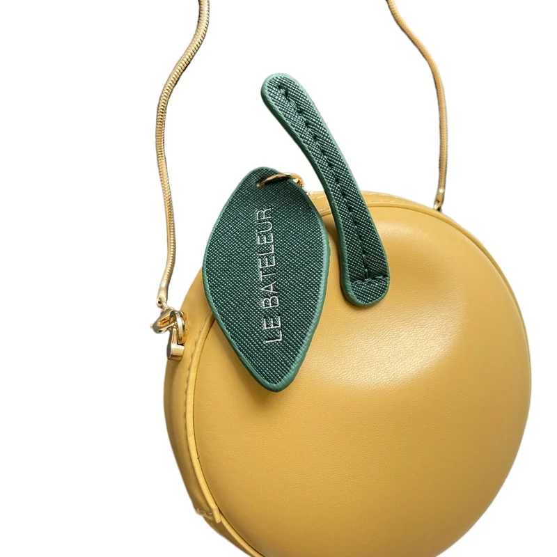 Apple Shaped Chain Women\'s Crossbody Bag PU Zipper Fashionable Women\'s Bags 2024 Hot Sale Sewing Thread Crossbody Bags