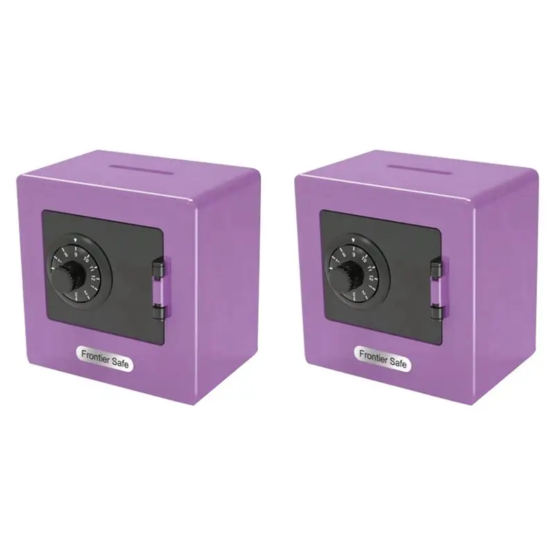 A36T-2X ATM Rotating Password Bank Money Box Cash Coin Saving Boxes Simulation Bank Safe Deposit Children Jewelry,Purple
